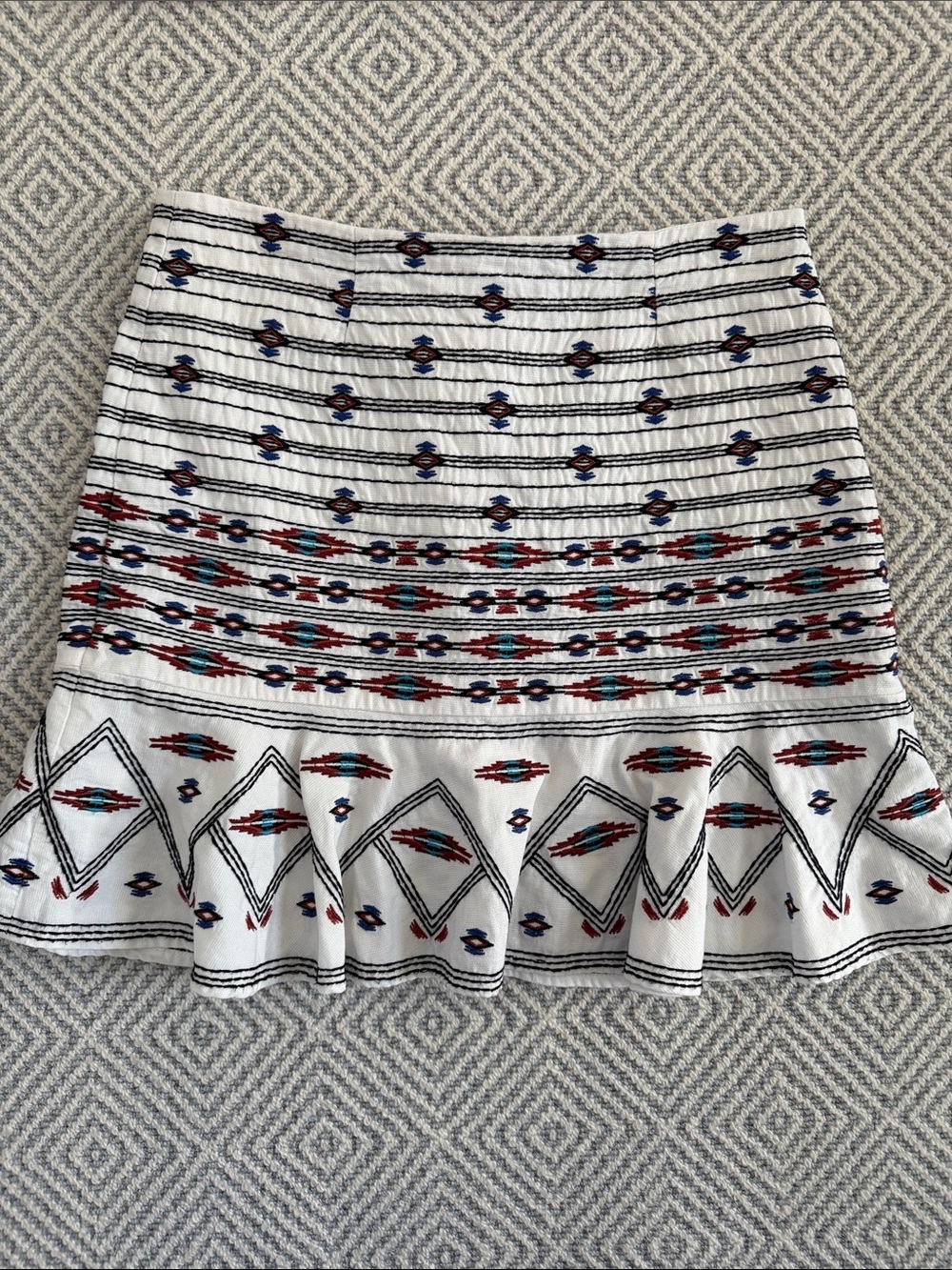 Twelfth Street by Cynthia Vincent White Embroidered Flounce Mini Skirt